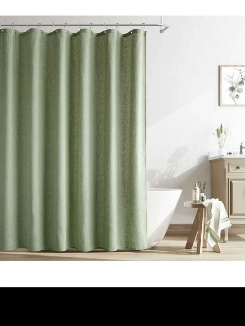 Naturoom Long Shower Curtain 96 Length,72x96 Inch Long Linen Fabric Weighted Sho